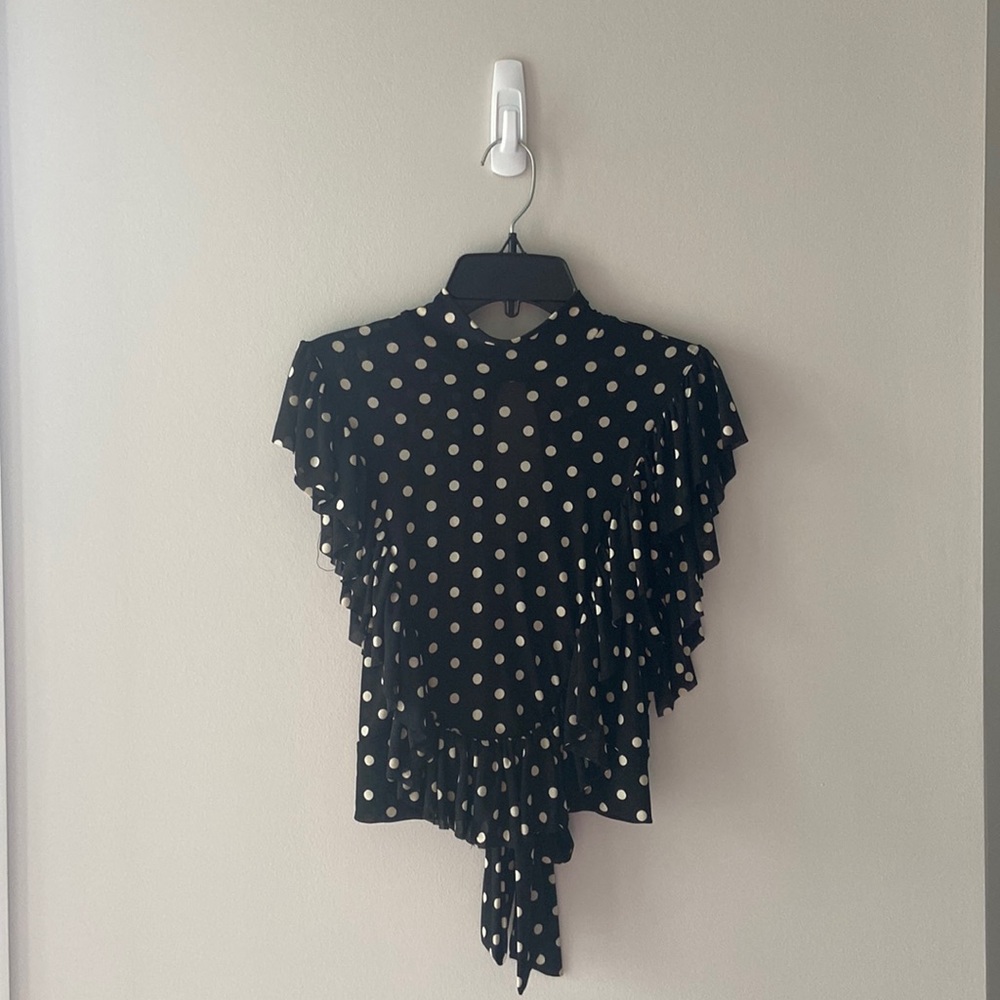 Country Beauty Boutique Tie Slit Back and Frill Top